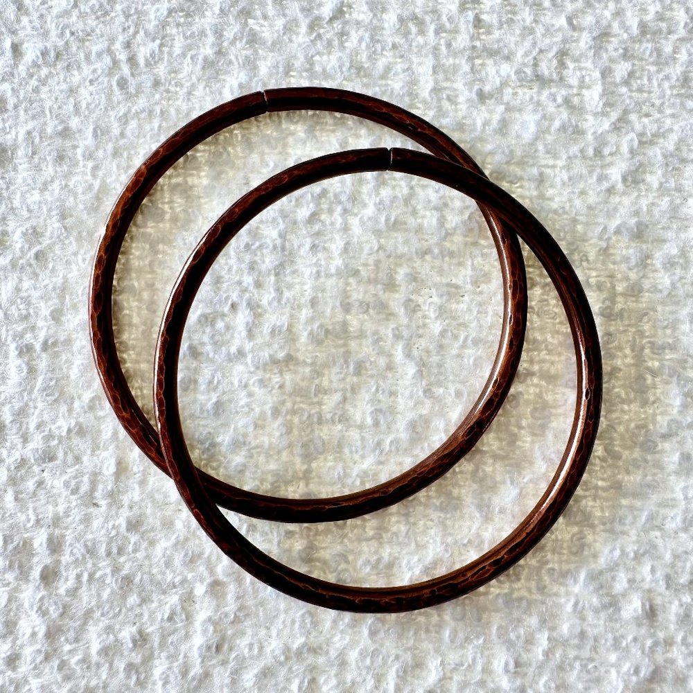 6ga Handmade Hammered Copper 3" Hoop Earrings NWOT
